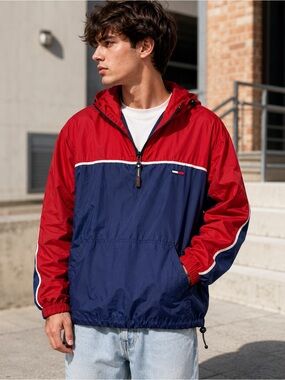Vintage Tommy Hilfiger Colorblock Anorak Windbreaker Jacket L Y2K